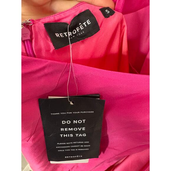 Retrofete Jagger Halter Silk Dress Satin Formal Party Gala Pink Lime Ombre Small - Picture 14 of 14